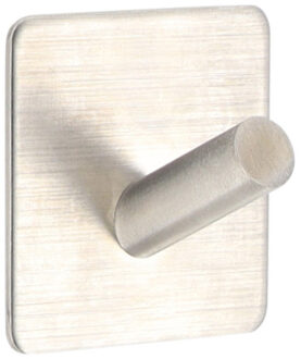 Plakhaakje vierkant - 5 x 3 x 5 cm - zilver - Zelfklevende ophang haakjes - 1x stuks - Metaal