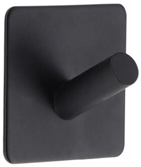 Plakhaakje vierkant - 5 x 3 x 5 cm - zwart - Zelfklevende ophang haakjes - 1x stuks - Metaal