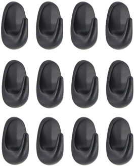 Plakhaakjes 12x stuks?- 2 x 2 x 2.5 cm - Zelfklevende ophang haakjes - kunststof - zwart - keuken