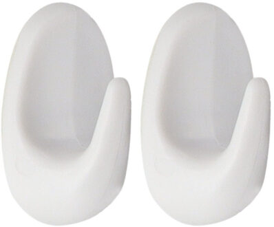 Plakhaakjes 2x stuks?- 3 x 2 x 5 cm - Zelfklevende ophang haakjes - kunststof - wit - keuken