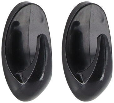 Plakhaakjes 2x stuks?- 3 x 2 x 5 cm - Zelfklevende ophang haakjes - kunststof - zwart - keuken/badka