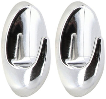 Plakhaakjes 2x stuks?- 3 x 3 x 5 cm - Zelfklevende ophang haakjes - kunststof - zilver - keuken
