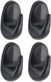 Plakhaakjes 4x stuks?- 3 x 2 x 4,5 cm - Zelfklevende ophang haakjes - kunststof - zwart - keuken