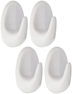 Plakhaakjes 4x stuks?- 3 x 2 x 5 cm - Zelfklevende ophang haakjes - kunststof - wit - keuken