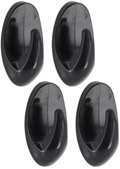 Plakhaakjes 4x stuks?- 3 x 2 x 5 cm - Zelfklevende ophang haakjes - kunststof - zwart - keuken/badka