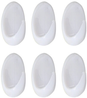 Plakhaakjes 6x stuks?- 2 x 2 x 2.5 cm - Zelfklevende ophang haakjes - kunststof - wit - keuken