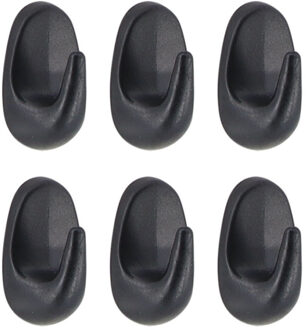 Plakhaakjes 6x stuks?- 2 x 2 x 2.5 cm - Zelfklevende ophang haakjes - kunststof - zwart - keuken