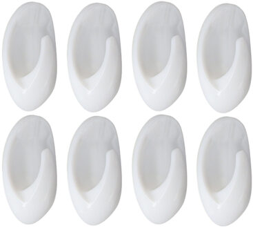Plakhaakjes 8x stuks?- 3 x 2 x 4,5 cm - Zelfklevende ophang haakjes - kunststof - wit - keuken