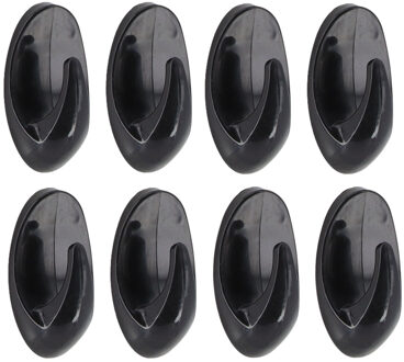 Plakhaakjes 8x stuks?- 3 x 2 x 5 cm - Zelfklevende ophang haakjes - kunststof - zwart - keuken/badka