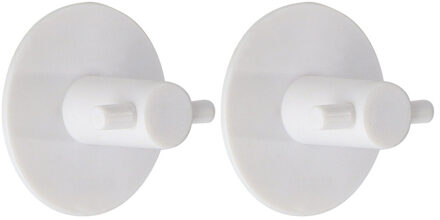 Plakhaakjes rond - 2x stuks?- 5 cm - Zelfklevende ophang haakjes - kunststof - wit