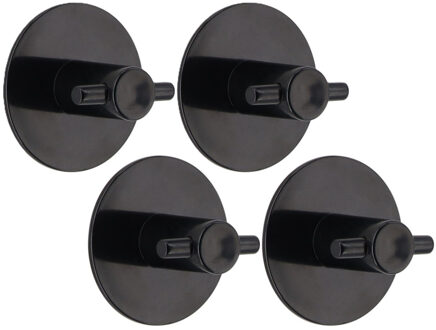 Plakhaakjes rond - 4x stuks?- 5 cm - Zelfklevende ophang haakjes - kunststof - zwart