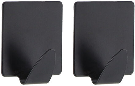Plakhaakjes vierkant - 2x stuks?- 3,5 cm - Zelfklevende ophang haakjes - RVS - zwart