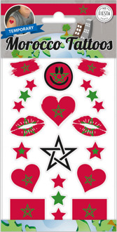 Plaktattoos Marokko (18st) Rood - Zalm, Multikleur - Print