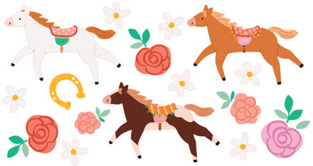 Plaktattoos Paarden Mix (16st) Multikleur - Print