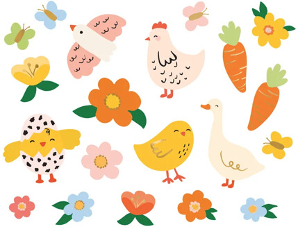 Plaktattoos Pasen (20st) Multikleur - Print