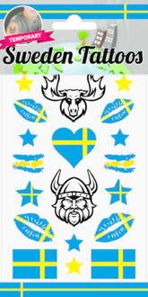 Plaktattoos Zweden (18st) Multikleur - Print