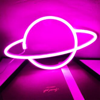 Planeet Neon Sign Light Party Muur Opknoping Led Voor Xmas Etalage Art Wall Decor Neon Verlichting Lamp Usb Of batterij Aangedreven G012P