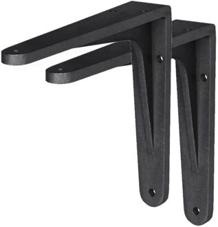 Plankdrager - 12x stuks - aluminium - zwart - 14 x 11 cm - 100 kg