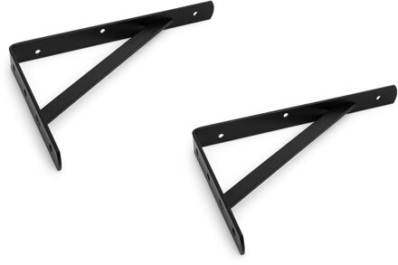 Plankdrager - Set van 4x stuks - staal - zwart - 39 x 27 cm - 300 kg - planksteun