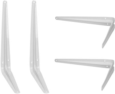 Plankdragers - 6x stuks - wit - metaal - 20 x 15 cm - plankensteun