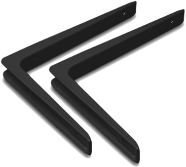 Plankendragers - 6x stuks - zwart - aluminium - 30 x 20 cm - tot 80 kg