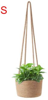Plant Hangers Touw Opknoping Geweven Planter Mand Decoratieve Vintage Bloempot Pot Houder Voor Thuis Muur Countyard Decor Verkoop 14 13cm solid kleur