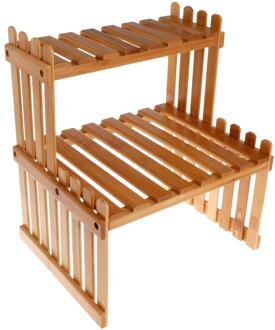 Plant Plank Bloem Display Stand Bamboe Hout Opbergrek Tuin Organizer