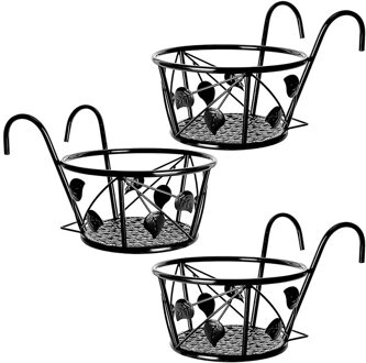 Plant Stand, 3 Pack Opknoping Plant Iron Rekken Bloempot Houders, iron Art Opknoping Manden Bloempot Houder Hanger,Black