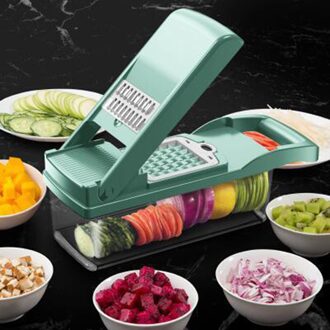 Plantaardige Spiral Cutter Wortel Rasp Keuken Gadgets Aardappel Slicer 7 In Een Fijne Filter Gaten Afvoer Mand Voedsel Chopper blauw