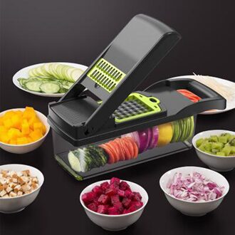 Plantaardige Spiral Cutter Wortel Rasp Keuken Gadgets Aardappel Slicer 7 In Een Fijne Filter Gaten Afvoer Mand Voedsel Chopper zwart