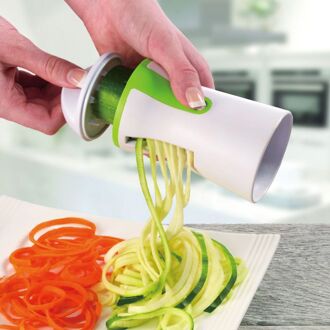 Plantaardige Spiralizer Twister Fruit Slicer Rasp Handheld Spiraal Cutter Keuken Koken Tools Voor Aardappelen Courgette Spaghetti groen-wit