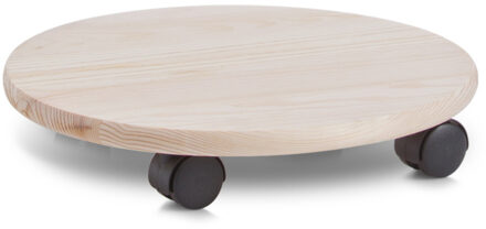 Planten trolley - multiroller hout - rond - 35 cm - tot 100 kg - Planten onderzetter Bruin