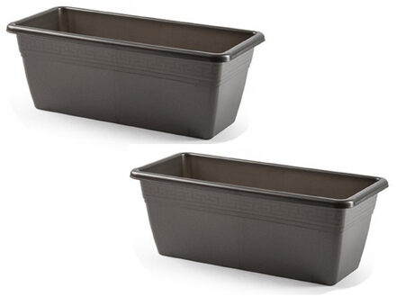 Plantenbak - 3x stuks - antraciet grijs - rechthoekig - 40 x 18 x 15 cm