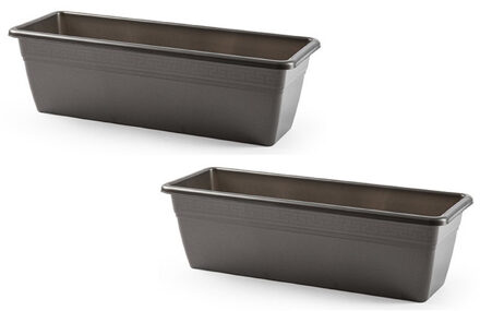 Plantenbak - 4x stuks - antraciet grijs - rechthoekig - 50 x 17 x 15 cm