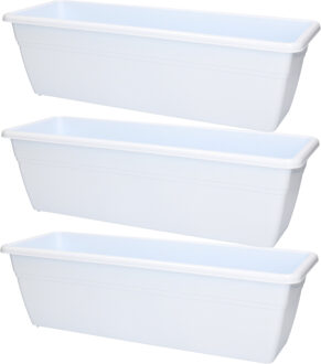 Plantenbak - 4x stuks - wit - rechthoekig - 50 x 17 x 15 cm