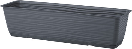 Plantenbak Balustrade - kunststof - antraciet - L40 x B17 x H14 cm - met opvang schotel