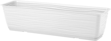 Plantenbak Balustrade - kunststof - ivoor wit - L40 x B17 x H14 cm - met opvang schotel