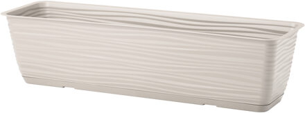 Plantenbak Balustrade - kunststof - lichtgrijs - L50 x B17 x H14 cm - met opvang schotel