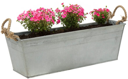 plantenbak/bloembak Farmer - balkon/terras - zink - zilver - L50 x D17 X H16 cm