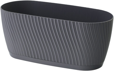 Plantenbak/bloembak Waves - kunststof - antraciet - D27 x B12 x H12 cm - ovaal