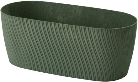Plantenbak/bloembak Waves - kunststof - donkergroen - L27 x B12 x H11 cm - ovaal