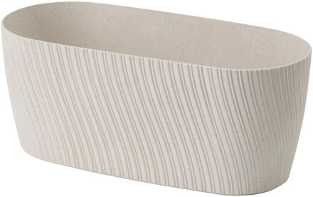 Plantenbak/bloembak Waves - kunststof - ivoor wit - D27 x B12 x H12 cm - ovaal