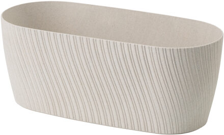 Plantenbak/bloembak Waves - kunststof - ivoor wit - L27 x B12 x H11 cm - ovaal