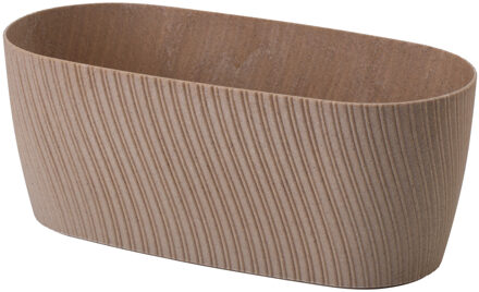 Plantenbak/bloembak Waves - kunststof - lichtbruin - L27 x B12 x H11 cm - ovaal