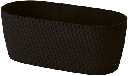 Plantenbak/bloembak Waves - kunststof - zwart - L27 x B12 x H11 cm - ovaal