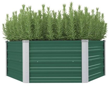 Plantenbak verhoogd 129x129x46 cm gegalvaniseerd staal groen Grijs