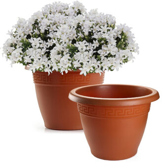 Plantenpot - 2x - terracotta bruin - D50 x H40 cm - bloempot - kunststof - rond