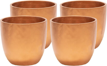 Plantenpot - 4x - keramiek - brons - D11 cm - Plantenpotten Bruin