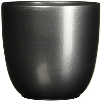 Plantenpot - antraciet grijs - keramiek - 14 x 14 cm - Plantenpotten