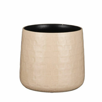 Plantenpot - beige - keramiek - 15 x 13 cm - Plantenpotten